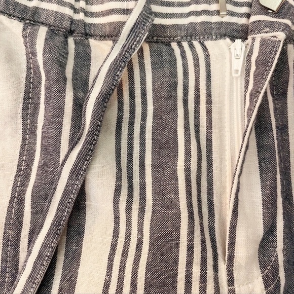 Liz Claiborne Striped Linen Blend Beach Pants M White Navy Drawstring Waist - Picture 10 of 11